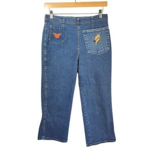 90s‎ Vintage White Stag Embroidered Butterfly & Bird Jeans